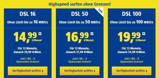 1&1 neue DSL-Tarife