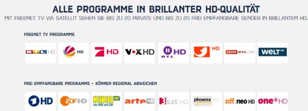 SAT Senderliste freenet TV