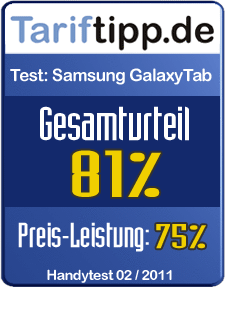 Testsiegel Samsung Galaxy Tab