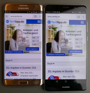 Displayvergleich Mate 9 / S7 edge