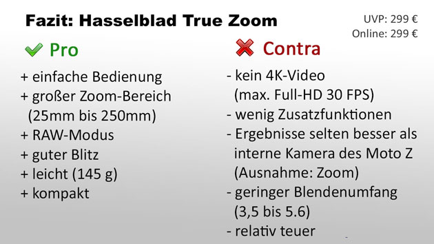 Fazit zum Hasselblad True Zoom