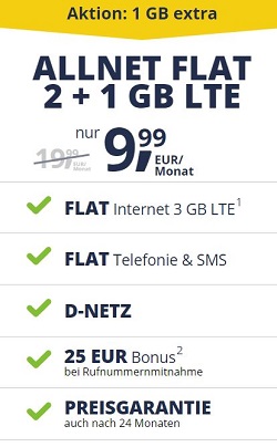 freenet MOBILE Allnetflat 2+1 GB LTE