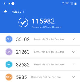Nokia 7.1 im Antutu Check