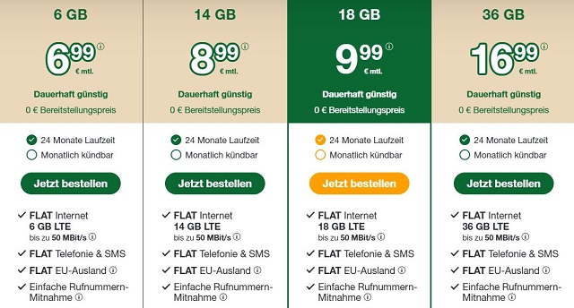 smartmobil: 18 GB für 9,99 Euro und 36 GB für 16,99 Euro