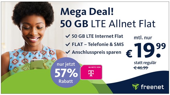 50 GB LTE Telekom Allnet Flat für nur 19,99€